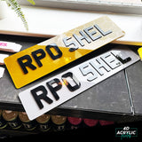 4D Acrylic (3mm) Car Number Plates - Gloss Black (Range Rover Shape)