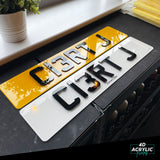 4D Acrylic (3mm) Car Number Plates - Gloss Black (Standard Shape)