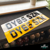 4D Acrylic (3mm) Car Number Plates - Gloss Black (Standard Shape)