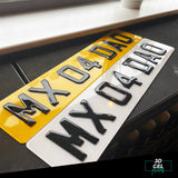 3D Gel Car Number Plates - Gloss Black (Standard Shape)