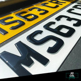 3D Gel Car Number Plates - Gloss Black (Standard Shape)