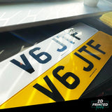 2D Printed Car Number Plates -  Gloss Black (Standard Shape)