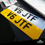 2D Printed Car Number Plates -  Gloss Black (Standard Shape)