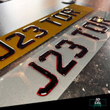 3D Gel Car Number Plates - Ruby Red - (Standard Shape)