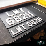 4D Acrylic (3mm) Classic Car & Bike Number Plates - Black & White