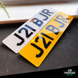 2D Printed Car Number Plates -  Gloss Black (Standard Shape)