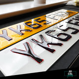 3D Gel Car Number Plates - Ruby Red - (Standard Shape)