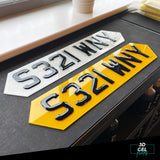 3D Gel Car Number Plates - Gloss Black (Lamborghini Shape)