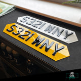 3D Gel Car Number Plates - Gloss Black (Lamborghini Shape)