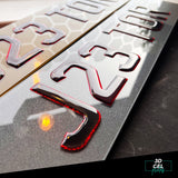 3D Gel Car Number Plates - Ruby Red - (Standard Shape)