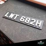 4D Acrylic (3mm) Classic Car & Bike Number Plates - Black & White