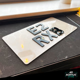 4D Acrylic (3mm) Car Number Plates - Gloss Black (Japanese Import Shape)