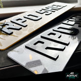 4D Acrylic (3mm) Car Number Plates - Gloss Black (Range Rover Shape)