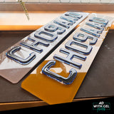 4D Acrylic (3mm) With 3D Gel Number Plates - Neon Blue & Topaz Blue (Standard Shape)