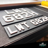 4D Acrylic (3mm) Classic Car & Bike Number Plates - Black & White