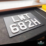 4D Acrylic (3mm) Classic Car & Bike Number Plates - Black & White