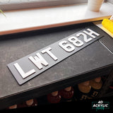 4D Acrylic (3mm) Classic Car & Bike Number Plates - Black & White