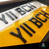 3D Gel Car Number Plates - Gloss Black (Range Rover Shape)